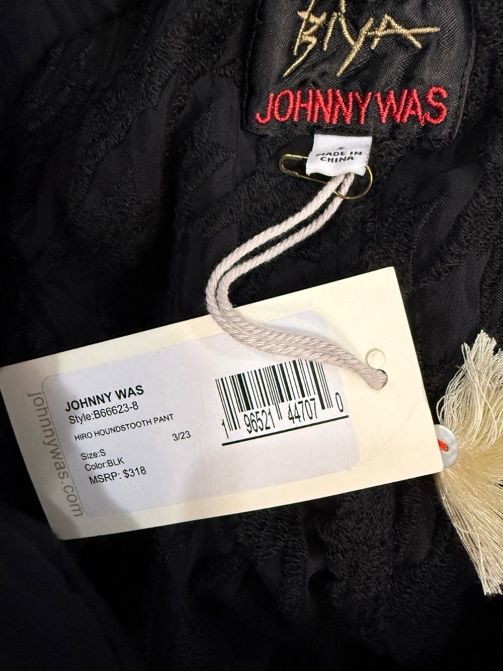 Johnny Was Hiro Houndstooth Wide Leg Pants Black NWT Small - Picture 5 of 10